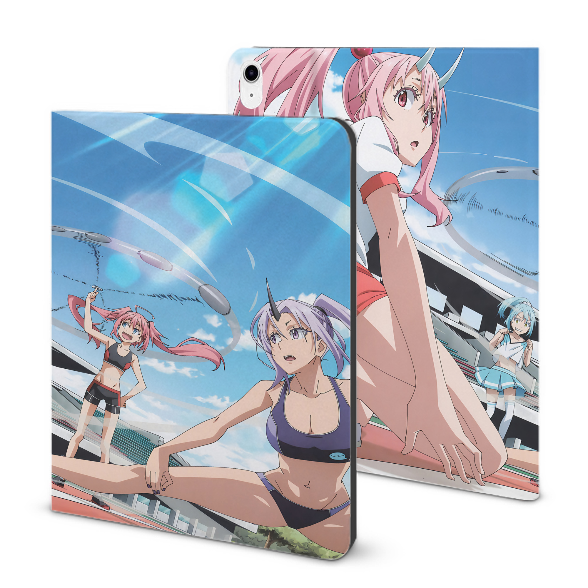 （画像用） 転スラ Regarding Reincarnated to Slime IPad ケース ブック型 PUレザー TPU 耐衝撃 軽量 薄型 ペン収納なし 全面保護 IPad 各モデル対応